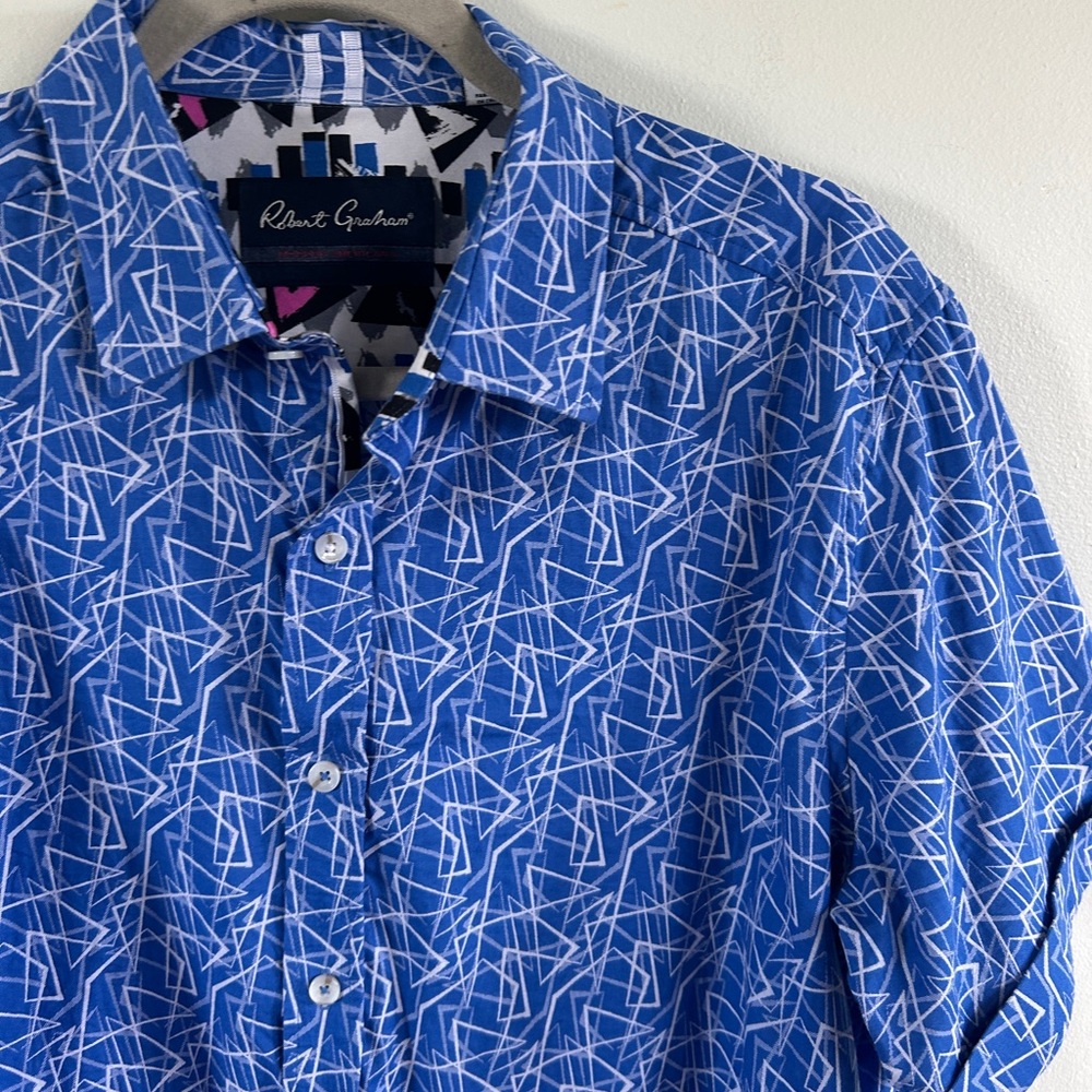 Robert Graham Blue and White Abstract Men's Shirt large - Picture 4 of 10